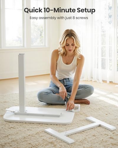 Marsail Mobile Standing Desk with Hidden Wheels, 360° Swivel Cup Holder - Image 6