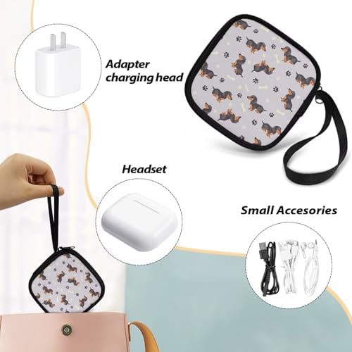 Dachshund Print Earbuds Case Portable Earbuds Carrying Case, Portable Earphone Bag Phone Accessories Organizer with Handle for Earphone, in-Ear Headphones - Image 6