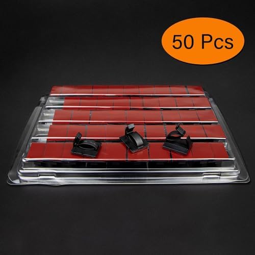 SOULWIT 50Pcs Adjustable Cable Management Clips, Adhesive Organizers Sticky Wire Clips Cord Holder for TV PC Ethernet Under Desk Wall Home Office - Image 2