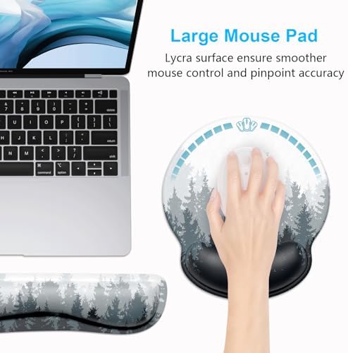 Dapesuom Keyboard Wrist Rest and Mouse Pad with Wrist Support, Cute Memory Foam Cushion for Keyboard and Mouse Set, Ergonomic Desktop Pad Rests with Non Slip Base for Easy Typing & Pain Relief, Forest - Image 5