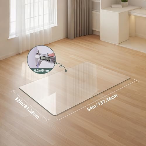 Glass Chair Mat Heavy 54" x 32" -1/5" Thick Premium Tempered Glass Duty Hard Glass Chair Mats -for Office Chair on Carpet or Hard Floor with 4 Anti-Slip Pads - Image 2