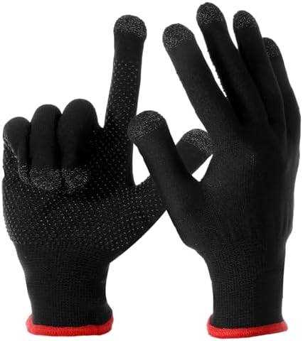 Gaming Gloves for Sweaty Hands, Ultra-Thin Touchscreen Mobile Game Gloves, Anti-Sweat Breathable Finger Sleeve, Non-Slip Silicone Grip for Phone Tablet Gaming, Black Gamer Glove for Streamers by Bremorou