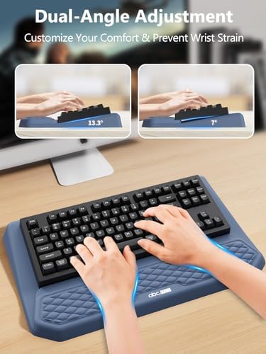 2-in-1 Ergonomic Keyboard Stand with Wrist Rest, Blue - Image 3