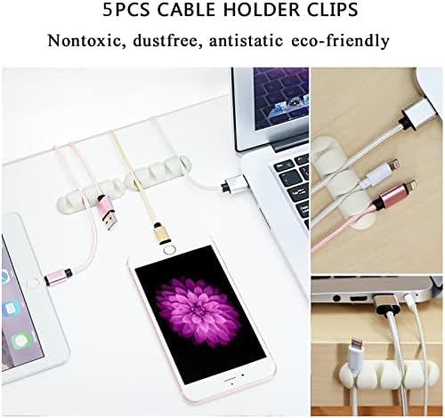White Cable Management Organizer Kit, 2 Wire Sleeve Protector, 41 Self Adhesive Cable Clips Holder, 10pcs+2 Roll Reusable Cable Ties and 100 Cable Zip Ties for TV Computer Cord Tidy Under Desk - Image 5