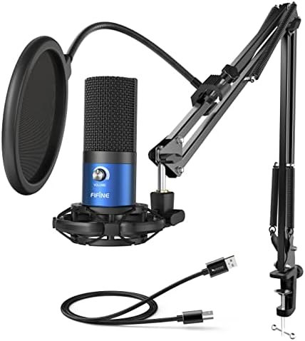 FIFINE T669 Blue USB PC Microphone Kit for Recording Podcasting by FIFINE