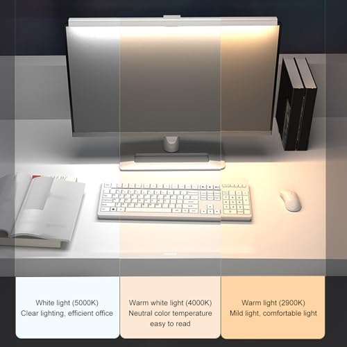 Computer Monitor Lamp, LED Screen Light Bar for Eye Caring, Stepless Dimmable, Touch Control, Office Monitor Light (White) - Image 4