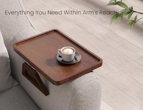 2 Pack Bamboo Couch Arm Tray,Folding Sofa Armrest Table(Brown) - Image 6