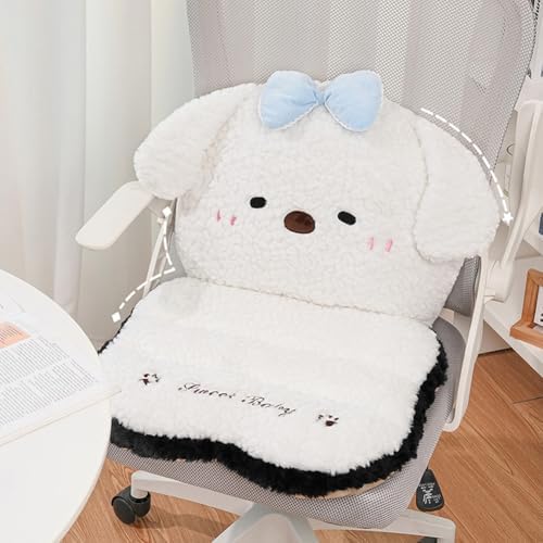 Cute Cat Chair Cushion Kawaii Dog Plush Desk Seat Cushions Soft Seat Cushions for Office Playroom Gaming Accessories Room Bedroom Decor (White Dog) by GKWW
