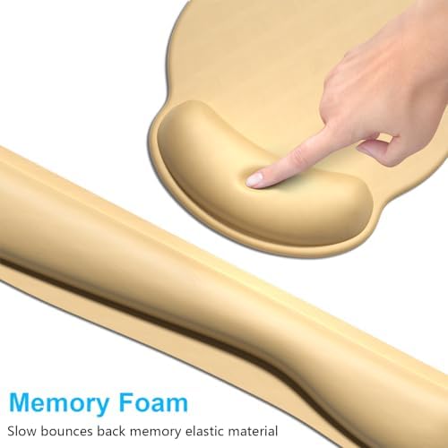 Dapesuom Keyboard Wrist Rest and Mouse Pad with Wrist Support, Cute Memory Foam Cushion for Keyboard and Mouse Set, Ergonomic Pad Rests with Non Slip Base for Easy Typing & Pain Relief, Navajo White - Image 2