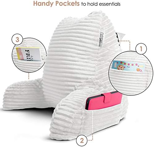 Nestl White Reading Pillow with Bed Desk for Laptop and Writing, Luxe Cut Plush Back Pillow for Sitting Up, Back and Arms Adjustable Support for Adult and Teens, Foldable Lap Desk for Bed 22x14” - Image 7