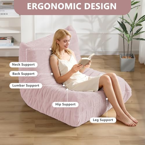 Bean Bag Chair for Adults, Giant Bean Bag Sofa Oversized Beanbag Chairs, Fireside Bean Bag Couch with High Density Sponge Filled Large Bean Bags Chair for Apartment Living Room Bedroom, Dusty Pink - Image 3