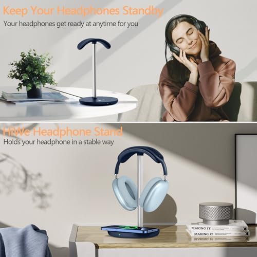 Hiwe Headphone Stand with Wireless Charger, Headset Holder for Desktop - Image 7