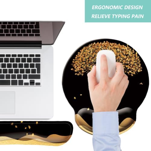 Keyboard Wrist Rest Pad Mouse Pad with Wrist Support Set of 3, Mousepad with Non-Slip Rubber Base, Ergonomic Memory Foam Mouse Wrist Cushion Support for Home Office Laptop Computer, Tree - Image 6