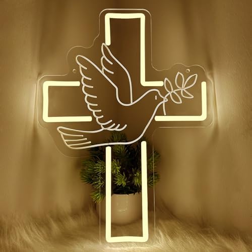 Cross Neon Sign, Jesus Led Neon Light Signs for Wall Decor Christian Light up Sign Lamp Wall Art for Bedroom Home Christ Church Easter Religious Events Gift Dimmable USB Powered(15.8"*11.6") by Unknown