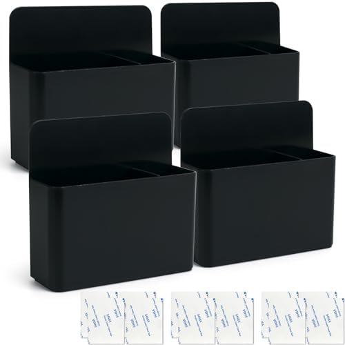 noonebutyou 4-in-1 Magnetic Marker Holder - Dry Erase Marker, Pen Holder, Wall Mount, Self-Adhesive for Whiteboard, Fridge, Home Office, School (Black) by noonebutyou