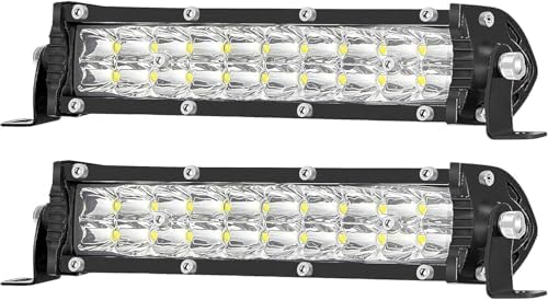 LED Light Bars for Truck, 7 Inch Slim 12V 24V 120W 10000lm Double Row Work Light Bar for Tractor ATV UTV RV RZR Snowblower Golf Cart Lawn Mower Automotive, 2 Pack by SanYoung-AutomotiveLights