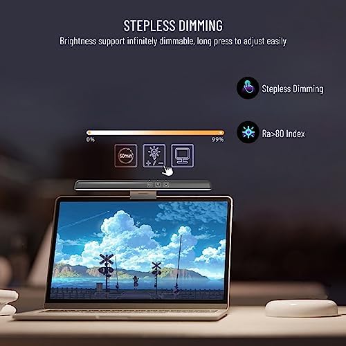Acogedor Laptop Monitor Light Bar, LED Laptop Light Bar for Keyboard, with Stepless Dimming, No Screen Glare, Space Saving, Laptop Light Clip On - Image 4