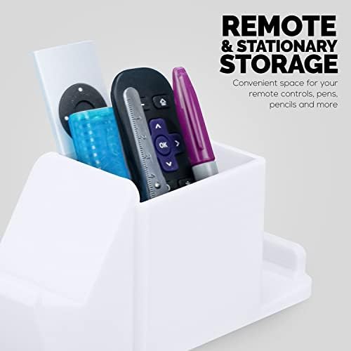 Desk Organizer with Game Controller Holder, Tablet Stand for iPads/iPhones, TV Remote & Pen Storage, Reduce Desktop Clutter, Have All Your Side Table Items in One Space (White) - Image 4