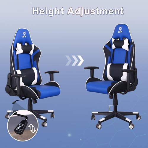 Gaming Chair,Video Game Chair with Massage Lumbar Support | Ergonomic Computer Chair Height Adjustable with Swivel Seat and Headrest - Image 4