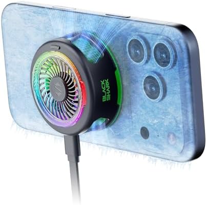 Black Shark FunCooler 6 Magnetic Cell Phone Cooler for Gaming, Portable Mobile Phone Cooling Fan with RGB Light, App-Controlled Cellphone Radiator for iPhone Magnetic Series/iPad (Black) by BlackShark