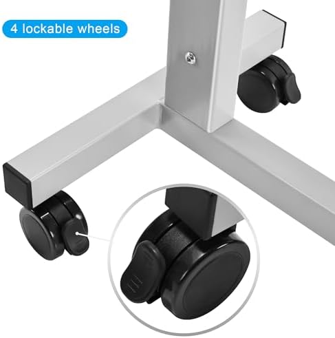 Hospital Bed Table on Wheels Over Bed Tray Adjustable Height - Image 6