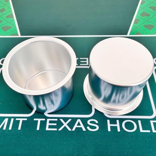 SEETOOOGAMES Jumbo Aluminum Drop-in Poker Table Cup Holder Insert (4pcs Silver) - Image 6
