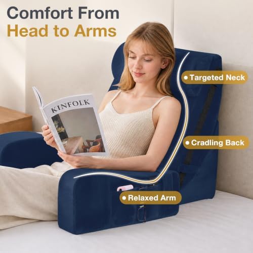Sasttie 15-25 inch Adjustable Reading Pillow with Armrests, Navy - Image 5