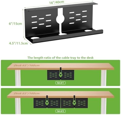 KEEGH 16 in Under Desk Cable Management Tray, Capacity Cable Tary, 3 Pack - Image 5