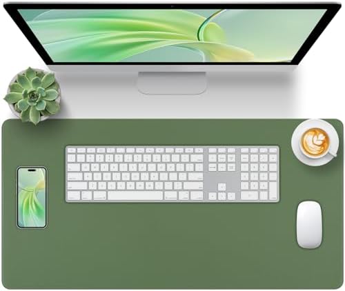 Green Leather Desk Pad Large Mouse Pad, 31.5"x15.7" by Unknown