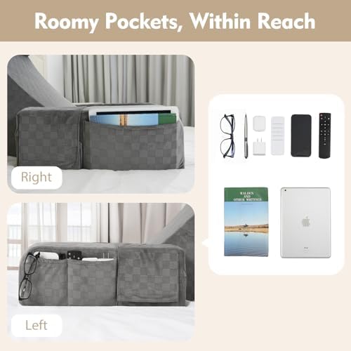 Vekkia 21'' Reading Pillow for Adults with XL Side Pockets, Adjustable Arms - Image 6