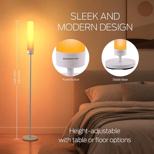 Monster Adjustable Smart Floor Lamp, Multicolor LED Floor & Table Lamp with App & Voice Control, Music Sync, Dimmable Ambient Lighting for Bedroom, Gaming Room & Living Room - Image 2