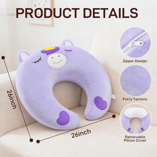 Lap Pillow, Cute Purple Unicorn Crochet Pillow for Knitting, Crafting, Gaming, Reading and Phone Use on Bed, Sofa or Chair, U-Shaped Wrap Around Arm Support Cushion and Neck Pillow - Image 3