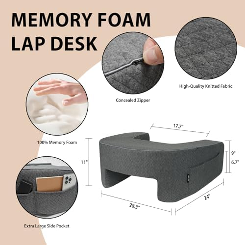 Lap Desk Pillow with Arm Rest, Gaming Pillow for Bed, Laptop Desk for Couch, Comfortable for Reading, Working, and Crocheting - Image 5