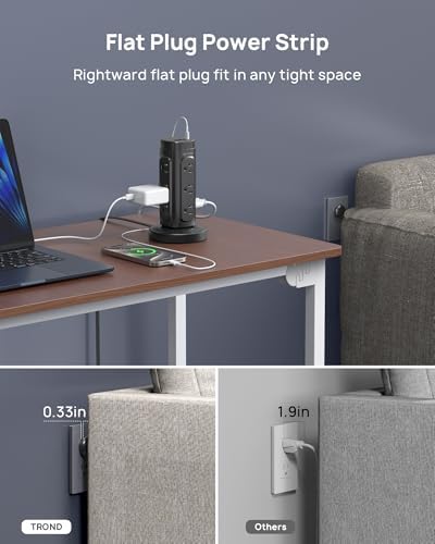 TROND Retractable Power Strip Tower 5 ft for Easy Cable Management, Black - Image 6