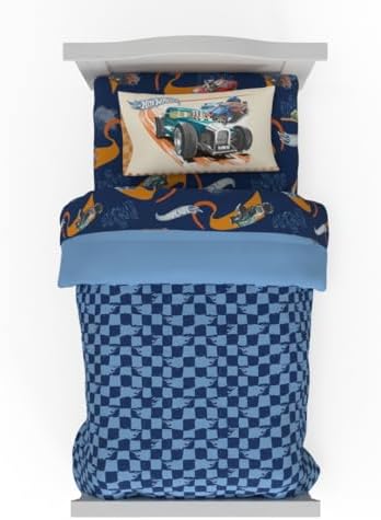 Hot Wheels Race Track 4 Piece Toddler Bed Set – Super Soft & Cozy Reversible Microfiber Comforter and Sheets (Officially Licensed Product) by Franco - Image 2