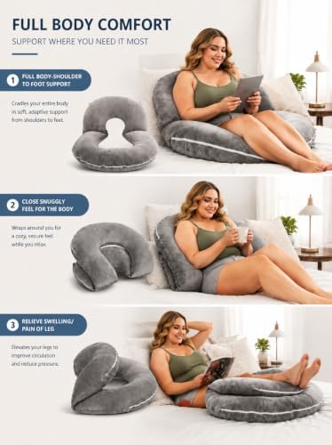INSEN Reading Pillow, Back Pillow for Sitting in Bed and Couch, Gaming Pillow for Adults, Sit Up Support for Bed - Image 3