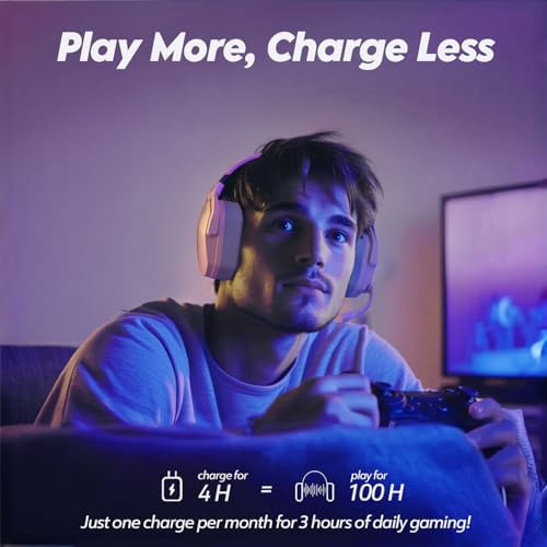 NUBWO G06 Dual Wireless Gaming Headset with Mic for PS5, PS4, PC, Mobile, Switch: 2.4GHz Wireless + Bluetooth - 100 Hr Battery - 50mm Drivers - Pink - Image 6