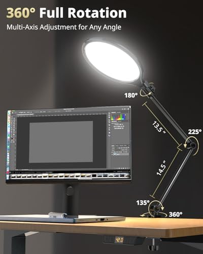 UBeesize 10" Key Light for Streaming, Desk Ring Light with Adjustable Arm, Zoom Lighting for Home Office, Gaming, Podcast, Video Calls, and Recording - Image 4