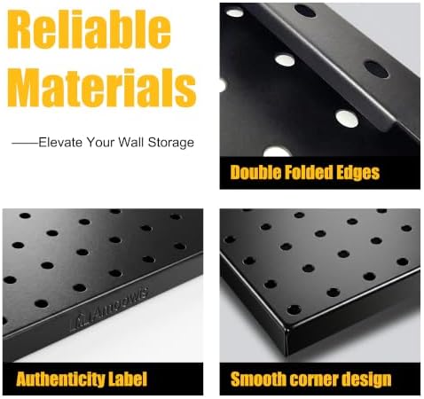 4 Pcs Metal Pegboard Panels 16x33in, Black Peg board Wall Organizer - Image 6