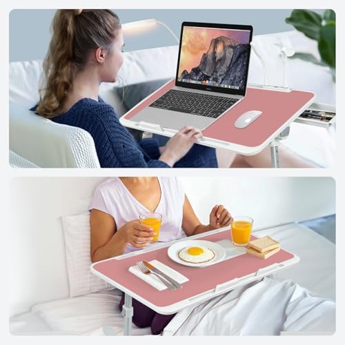 iXTRA Adjustable Laptop Lap Desk with Cooling Fan USB Light for Adults 60x40cm,Pink - Image 6