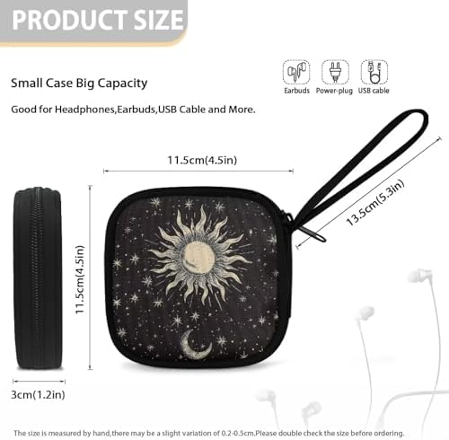 Sun Moon Star Headphones Carrying Case, Travel Portable Storage Bags for Bluetooth Wireless Headphones, Cords, Cable, Earbuds, Charger, USB Flash Driver, MP3 - Image 5