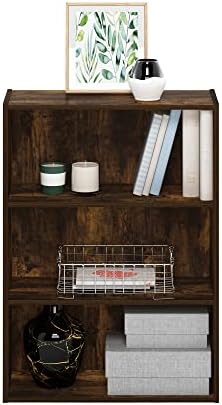 Furinno PASIR Book Shelf, 3-Tier Bookshelf, Storage Shelves Bookcase, 9.7 x 23.7 x 31.5, for Living Room, Bedroom, Home Office, Amber Pine - Image 5