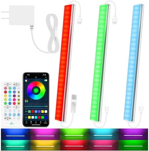 Benreom 3 Pack RGB Under Cabinet Lights with App and Remote Control by Benreom