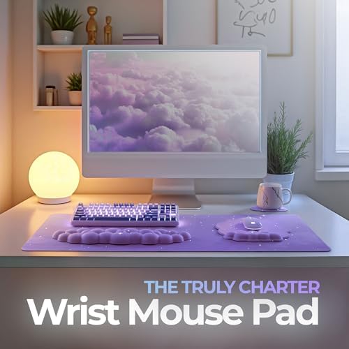 Premium Quality Cloud Wrist Rest Keyboard & Mouse Pad Set – Ergonomic Memory Foam Desk Accessories with Wrist Support for Office & Gaming – Purple-Star - Image 3