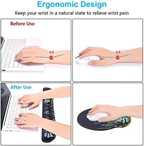 Dapesuom Keyboard Wrist Rest and Mouse Pad with Wrist Support, Cute Memory Foam Cushion for Keyboard and Mouse Set, Ergonomic Pad Rests with Non Slip Base for Easy Typing & Pain Relief, Elegant Flower - Image 4