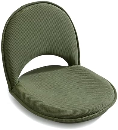YOUKEEEJOJO Floor Chair 5-Position Adjustable Back Support Chair Foldable Camping, Floor Lounger,Corduroy Fabric, Video-Gaming Reading Watching, Indoor Outdoor Use(Green) by Unknown