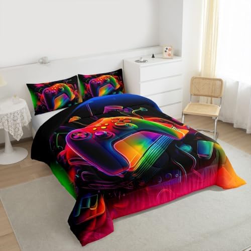 Erosebridal Gamer Comforter Set Game Consoles Girl Toddler Bedding Set for Teenage Boys Modern Gaming Comforter Abstract Vintage Quilt - Image 6