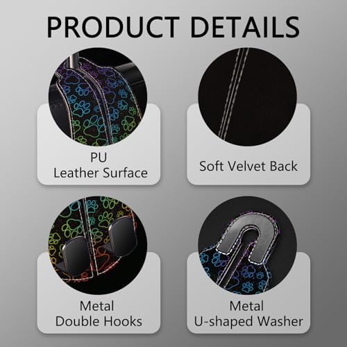 Blusabaca 2PCS Car Seat Headrest Hooks, Purses Bags Holder, Dog Paw - Image 4