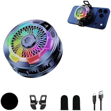 Magnetic Phone Cooler for Gaming, RGB Semiconductor Cooling Fan for iPhone and Android Phones, Portable Mobile Phone Radiator with 3 Cooling Modes, Quiet Cooling Fan for Gaming (Black) by MICLETT