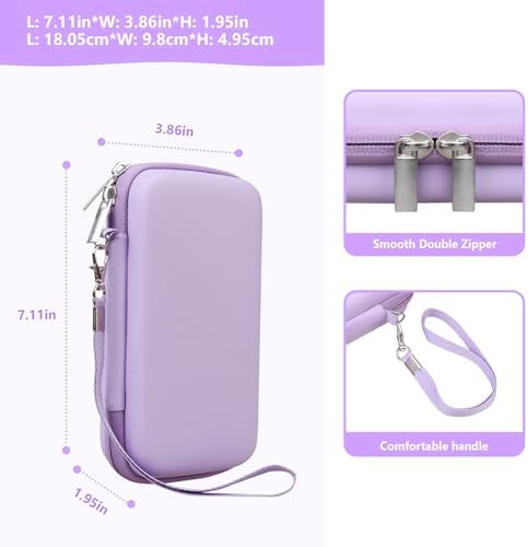 Supmay Hard Carrying Case Compatible with Nintendo DS Lite NDSL, Gameboy Advance Games Storage Holder Travel Bag with Mesh Pocket for USB Charging Cable, Stylus, Earphones, Game Cartridge, Purple - Image 3